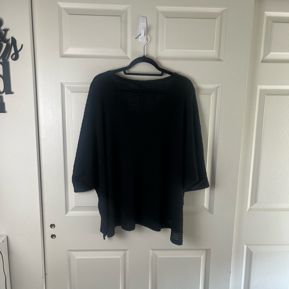 Zenana Black Waffle Knit V-Neck Top - Picture 6 of 6